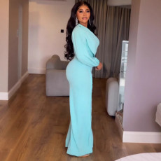 Plus Size Sexy Lantern Sleeve Wide Leg Jumpsuit NY-10967