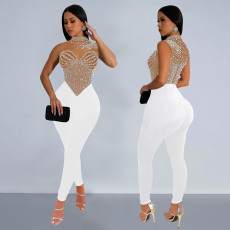 Sleeveless Hot Drill Jumpsuit BY-7168