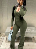Solid Color Zipper Long Sleeve Pants 2 Piece Set LSD-22361