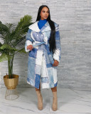 Print Double-breasted Tie Up Coat ZSD-0724