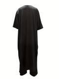 Print V Neck Loose Long Shirt Drawstring Trouser Set GYSL-006