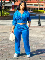 Solid Color Long Sleeve Zipper Pants Suit YD-049