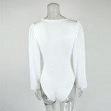 Chiffon Lantern Sleeve Bodysuit GZJF-12002