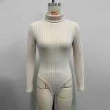 Knits Long Sleeve High Collar Bodysuit GZJF-12001