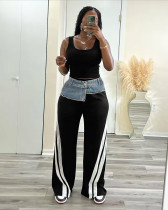 Denim Patchwork Loose Straight Pants LSD-2334