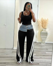Denim Patchwork Loose Straight Pants LSD-2334