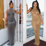 Mesh Hot Drill See Through Club Dress GOSD-6777