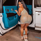 Mesh Hot Drill See Thourgh Nightclub Bodycon Dress GOSD-6681