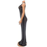 Mesh Hot Drill See Through Club Dress GOSD-6777