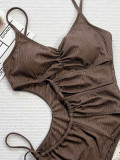 Solid Color Hollow Out One Piece Swimsuit CSYZ-G106R