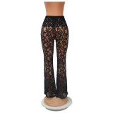 Sexy See Through Lace Flare Pants GOSD-6908