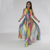 Mesh See Through Dress Swimsuit Three Piece Set GOSD-1328