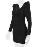 Long Sleeve Backless Slim Mini Dress YMYF-0906