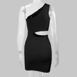 Sexy Hollow Out Single Shoulder Mini Dress YMYF-8920