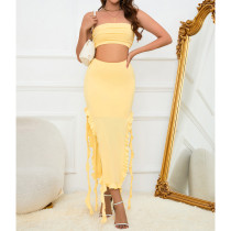 One Shoudler Wrap Chest Two Piece Skirt Set YMYF-9306
