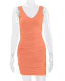 Sleeveless Sexy Solid Color Mini Dress YMYF-8829