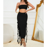One Shoudler Wrap Chest Two Piece Skirt Set YMYF-9306