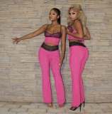 Pre Order: About 7 work days shipping Leopard Print Patchwork Two Piece Pants Set YUEM-2025201
