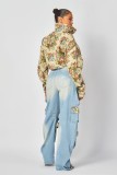 Print Zipper Shorts Coat Jeans Suit YRST-T022
