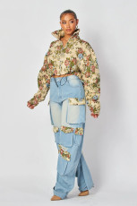 Print Zipper Shorts Coat Jeans Suit YRST-T022