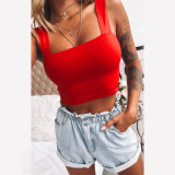 Sexy Solid Color Sleeveless Tank Tops YMYF-0893