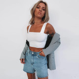 Sexy Solid Color Sleeveless Tank Tops YMYF-0893