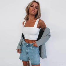 Sexy Solid Color Sleeveless Tank Tops YMYF-0893