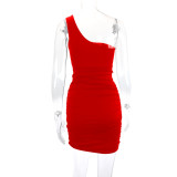 Single Shoulder Hollow Out Sexy Mini Dress YMYF-9257