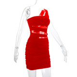 Single Shoulder Hollow Out Sexy Mini Dress YMYF-9257