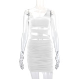 Single Shoulder Hollow Out Sexy Mini Dress YMYF-9257