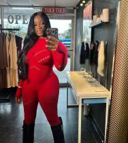 Pre Order: About 7 work days shipping Long Sleeve Hollow Out Two Piece Pants Set YUEM-2025203