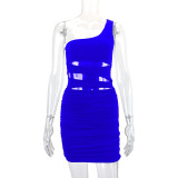 Single Shoulder Hollow Out Sexy Mini Dress YMYF-9257