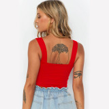 Sexy Solid Color Sleeveless Tank Tops YMYF-0893