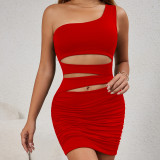 Single Shoulder Hollow Out Sexy Mini Dress YMYF-9257