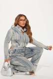 Fashion Wash Patchwork Denim Two Piece Pants Set YMEF-52065
