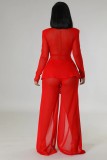 Solid Color Tie Up Tops Split Pants Suit GFDY-1306