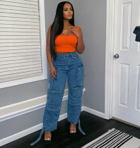 Plus Size Multi-pocket Jeans GAKF-21212
