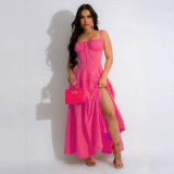 Sleeveless Solid Color Sling Maxi Dress GTYZ-7369
