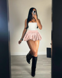 Satin Mini Pleated Bubble Skirt QXLB-10088
