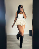 Satin Mini Pleated Bubble Skirt QXLB-10088