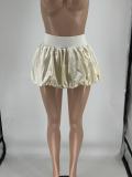 Satin Mini Pleated Bubble Skirt QXLB-10088