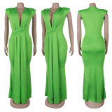 Sexy V Neck Sleeveless Maxi Dress GTYZ-7375