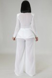 Solid Color Tie Up Tops Split Pants Suit GFDY-1306