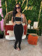 Sexy Solid Color Wrap Chest Overall 2 Piece Set GTYZ-7398