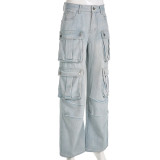 Fashion Loose Patchwork Straight Jean GSYI-8633