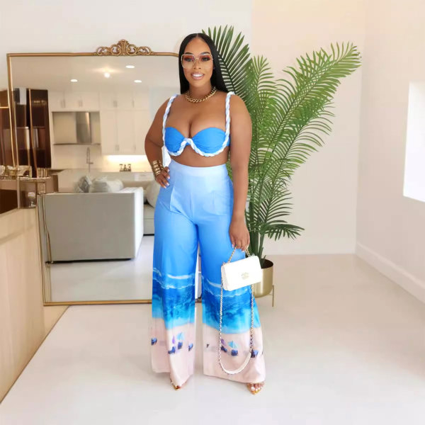 Sexy Print Nightclub Two Piece Pants Set GTYZ-7408