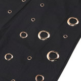 Sexy Holes Halterneck Two Piece Pants Set GTYZ-7436