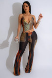 Sexy Backless Print Mesh Jumpsuit GTYZ-7447