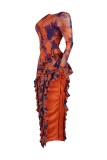 Print Backless Irregular Split Maxi Dress WXHY-XHY4038