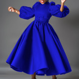 Plus Size Bubble Sleeve Big Swing Midi Dress GCZF-D491-C1
